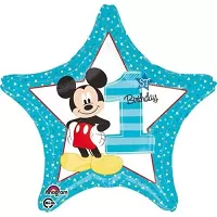 Foliový balonek hvězda 1st birthday Mickey 45 cm