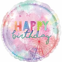 Fóliový balónik jumbo Happy Birthday pastel obrie koleso 71 cm