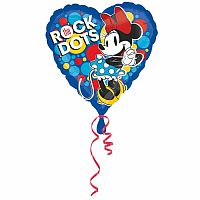 Fóliový balónik srdca Minnie Mouse - rock dots 43 cm