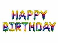 Fóliový nápis HAPPY BIRTHDAY dúhový 340 x 35 cm