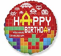 Fóliový balónik Retro games - Happy birthday 45 cm - Nebalený