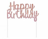 Dekorácia na tortu Rose gold Happy Birthday 11x14 cm