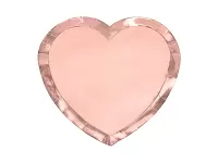 Papierové tanieriky v tvare srdca - metalické rose gold 21 cm