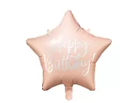 Fóliový balónik Happy Birthday - Púdrovo ružová Hviezda 40 cm