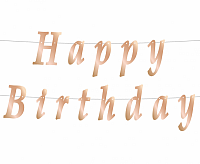 Papierový nápis rose gold Happy Birthday 200 cm