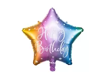 Fóliový balónik Happy Birthday - Dúhová Hviezda 40 cm