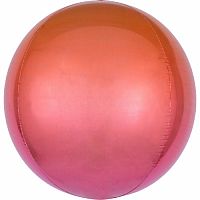 Fóliový balónik gule Ombre Orbz červená a oranžová 40 cm