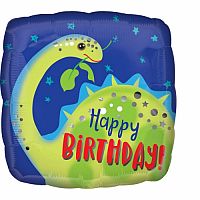 Fóliový balónik štvorec Dino - Happy Birthday 43 cm