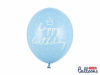 Latexové balóniky Happy Birthday svetlo modré 30 cm - 6 ks