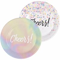 Papierové taniere perleťové Cheers 23 cm - 6 ks