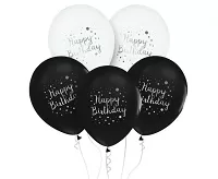 Latexové balóniky biela-čierna Happy Birthday - 30 cm - 5 ks