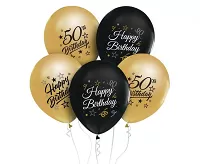 Latexové balonky metalické Happy Birthday s číslem 50 - 5 ks