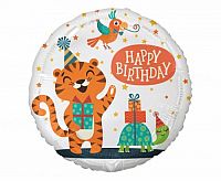 Fóliový balónik - Tiger a korytnačka Happy Birthday 45 cm - Godan