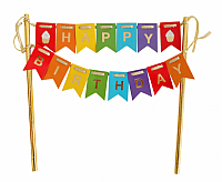 Dekorácia na tortu Happy Birthday - Dúhová - Godan