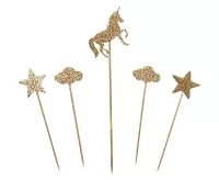 Napichovátka třpytivý Unicorn zlaté 5 ks