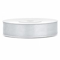 Saténová stuha strieborná 12 mm x 25 m
