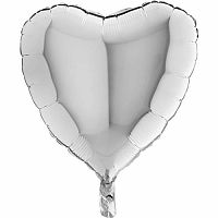 Fóliový balónik srdca strieborné 45 cm - Nebalený