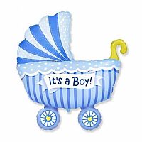 Fóliový balónik Kočík Boy 60 cm - Nebalený