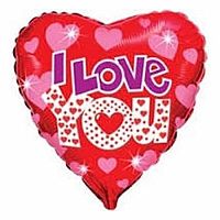 Fóliový balónik srdca - ružové srdiečka - I Love You 45 cm