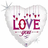 Fóliový balónik srdca - šípy - I love you 45 cm