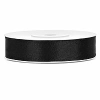 Saténová stuha čierna 12 mm x 25 m