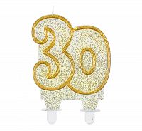 Svíčka narozeninová číslice 30 zlatá