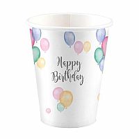 Papierové tégliky Pastel Balloons Happy Birthday 8 ks