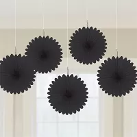 Dekoračné rozety čierna 15 cm - 5 ks
