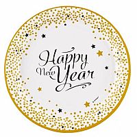 Papierové taniere Happy New Year 23 cm - 8 ks