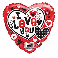 Fóliový balónik srdca - farebné srdiečka - I love you 46 cm