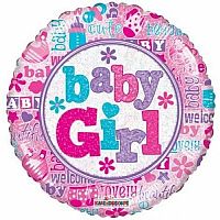 Fóliový holografický balónik baby Girl 46 cm