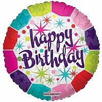 Fóliový balónik farebný Happy Birthday 46 cm