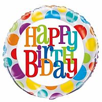 Fóliový balónik farebné bubliny Happy Birthday 45 cm