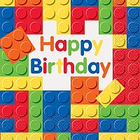 Papierové párty obrúsky Stavebnica Happy Birthday 16 ks