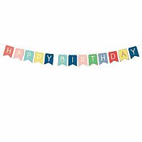 Party nápis vlajočky farebný mix Happy Birthday 175 cm