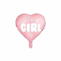 Fóliový balónik srdca It's a girl ružový 45 cm