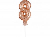 ČÍSLICA NA TORTU nafukovacia - 8 rose gold - 13cm