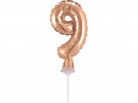 ČÍSLICE NA DORT nafukovací - 9 rose gold - 13cm