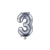 Fóliová číslica - strieborná 3 - 35 cm