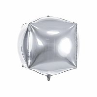 Fóliový balónik kocka strieborná 35 cm