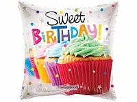 Fóliový balónik Vankúš - Cupcake narodeniny 46 cm