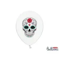 Latexové balóniky biele Dia de los Muertos 6 ks