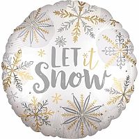 Fóliový balónik okrúhly vločky Let it snow 45 cm