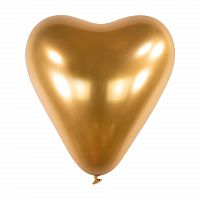 Chromový latexový balonek srdce zlaté 30 cm