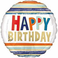 Fóliový balónik s pruhmi - Happy Birthday 43 cm