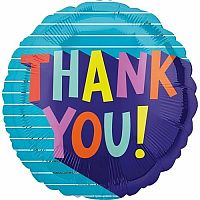 Fóliový balónik modrý - Thank you 43 cm