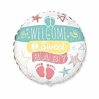 Fóliový balónik Welcome Sweet Baby - 45 cm - Nebalený