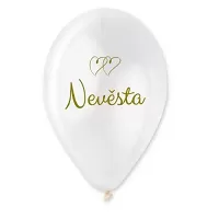 Latexový balonek Nevěsta a srdíčka 30 cm