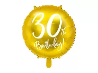 Fóliový balónik zlatý - 30th Birthday - 45 cm