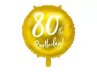 Fóliový balónik zlatý - 80th Birthday - 45 cm